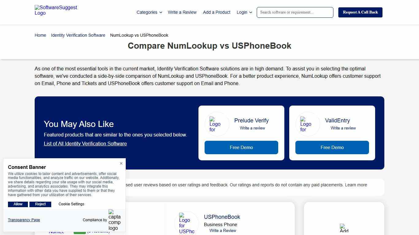 Compare NumLookup vs USPhoneBook in January 2026